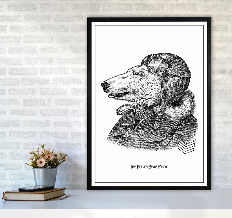 The Poler Bear Pilot Art Print by Jason Stanley A1 White Frame
