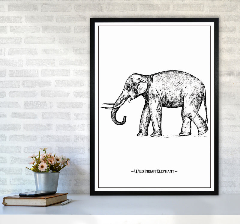 Wild Indian Elephant Art Print by Jason Stanley A1 White Frame