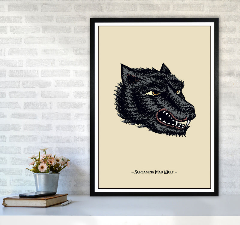 Screaming Mad Wolf Art Print by Jason Stanley A1 White Frame