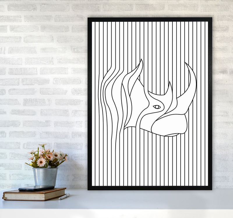 Line Drawing Rhino Art Print by Jason Stanley A1 White Frame