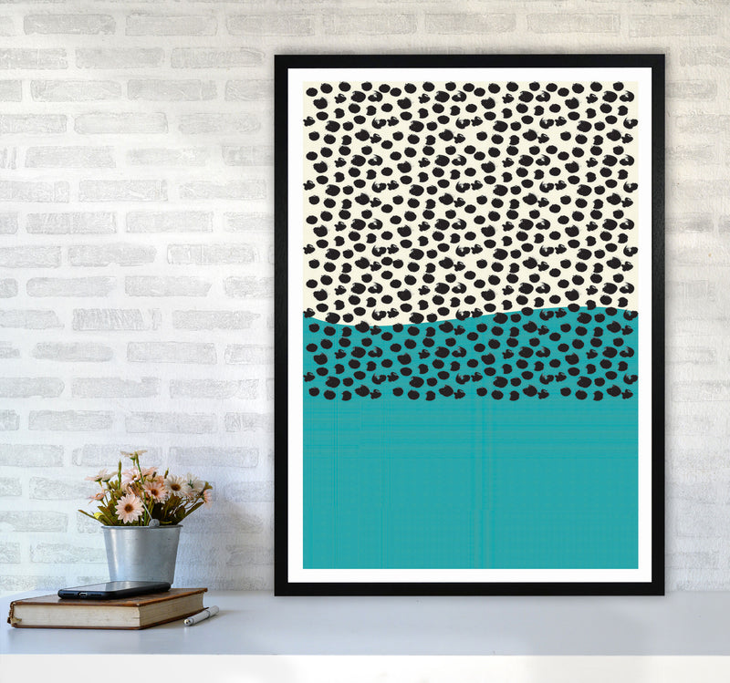 Blue Vibe Halftone Art Print by Jason Stanley A1 White Frame