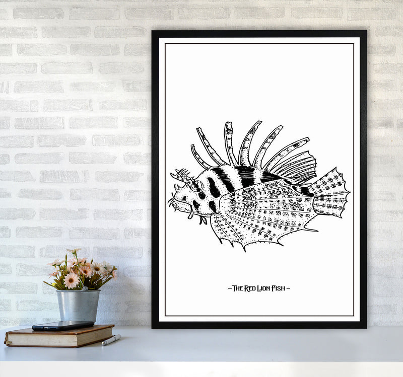The Red Lion Fish Art Print by Jason Stanley A1 White Frame
