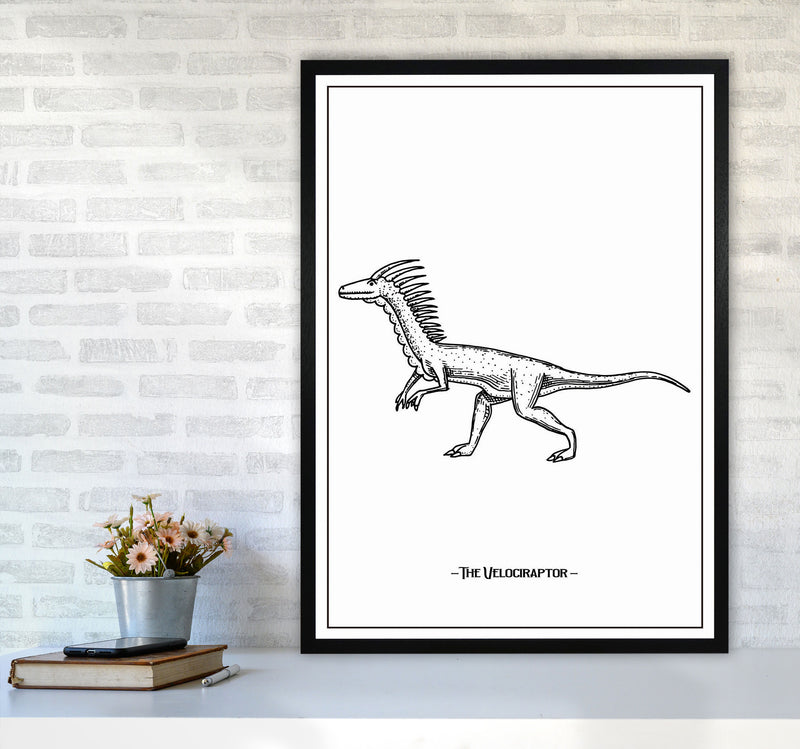 The Velociraptor Art Print by Jason Stanley A1 White Frame