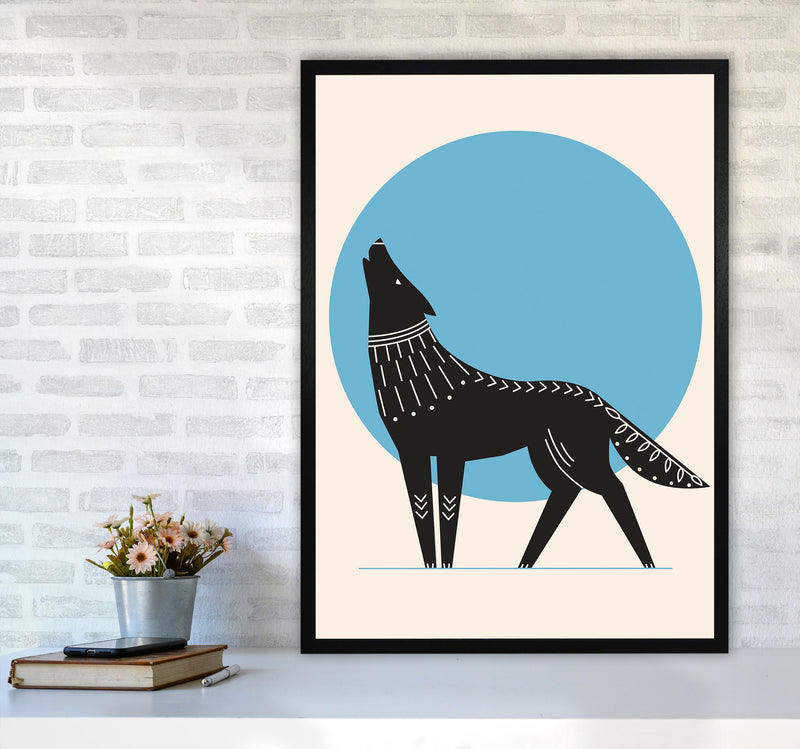 Howl At The Moon Art Print by Jason Stanley A1 White Frame