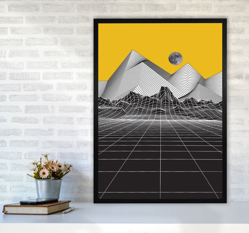 Moon Rise Yellow Art Print by Jason Stanley A1 White Frame