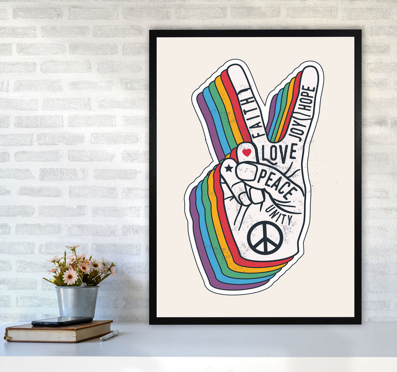 Peace And Love!! Art Print by Jason Stanley A1 White Frame