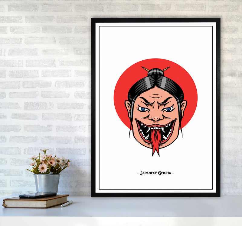 Japanese Geisha Art Print by Jason Stanley A1 White Frame