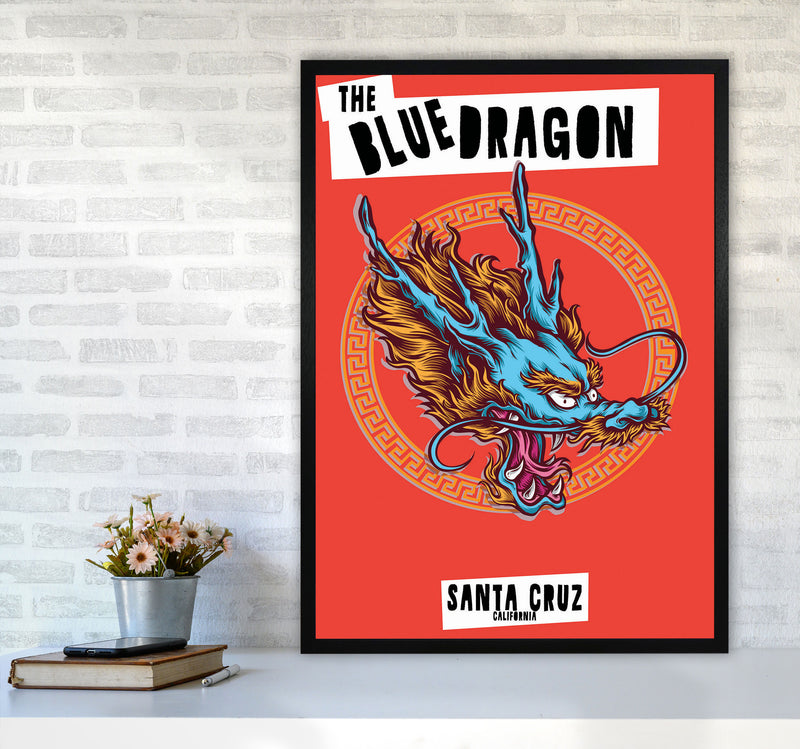 The Blue Dragon Art Print by Jason Stanley A1 White Frame