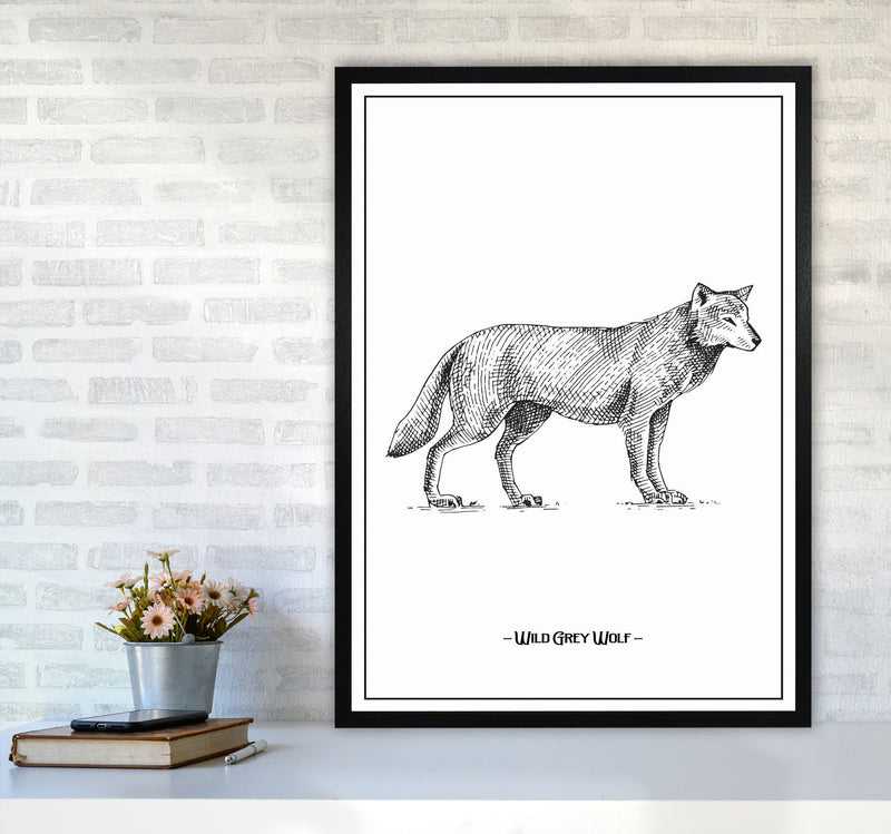 Wild Grey Wolf Art Print by Jason Stanley A1 White Frame