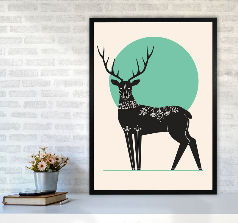 Moonlight Deer Art Print by Jason Stanley A1 White Frame