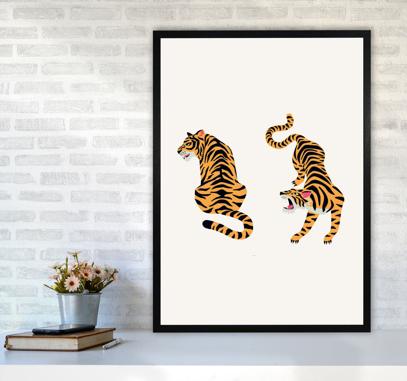 The Two Tigers Art Print by Jason Stanley A1 White Frame