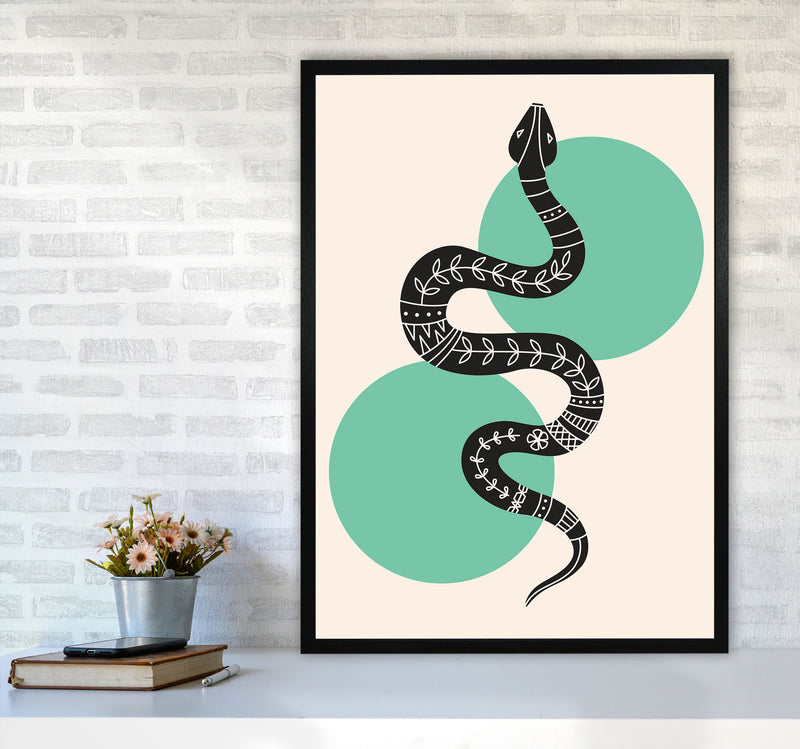 Abstract Snake Art Print by Jason Stanley A1 White Frame