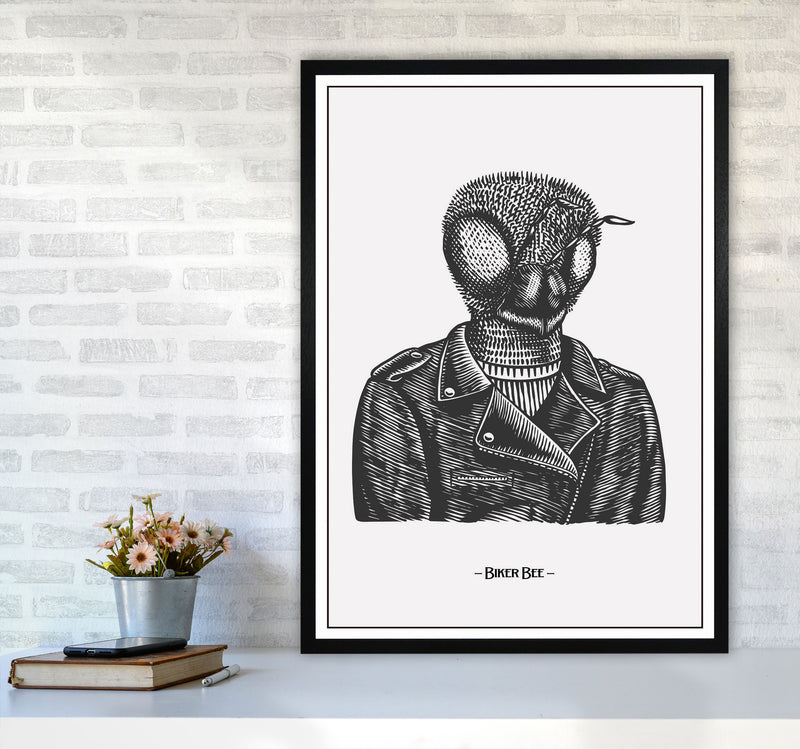 The Biker Bee Art Print by Jason Stanley A1 White Frame