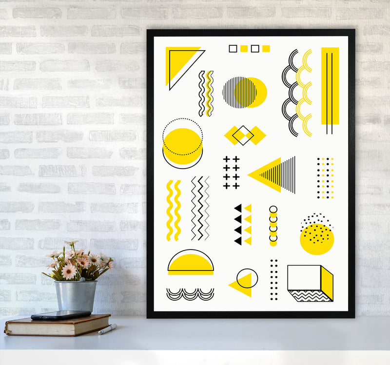Yellow Shapes Art Print by Jason Stanley A1 White Frame