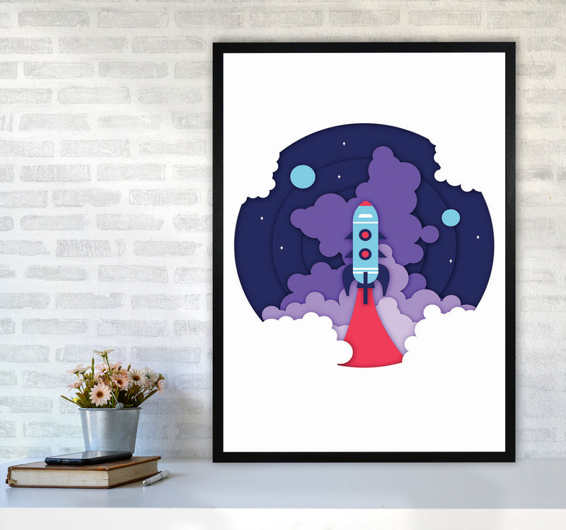 To The Moon Art Print by Jason Stanley A1 White Frame