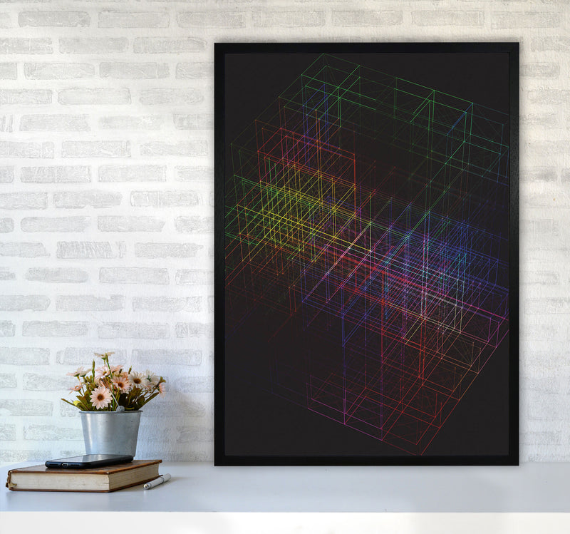 Laser Cube Art Print by Jason Stanley A1 White Frame