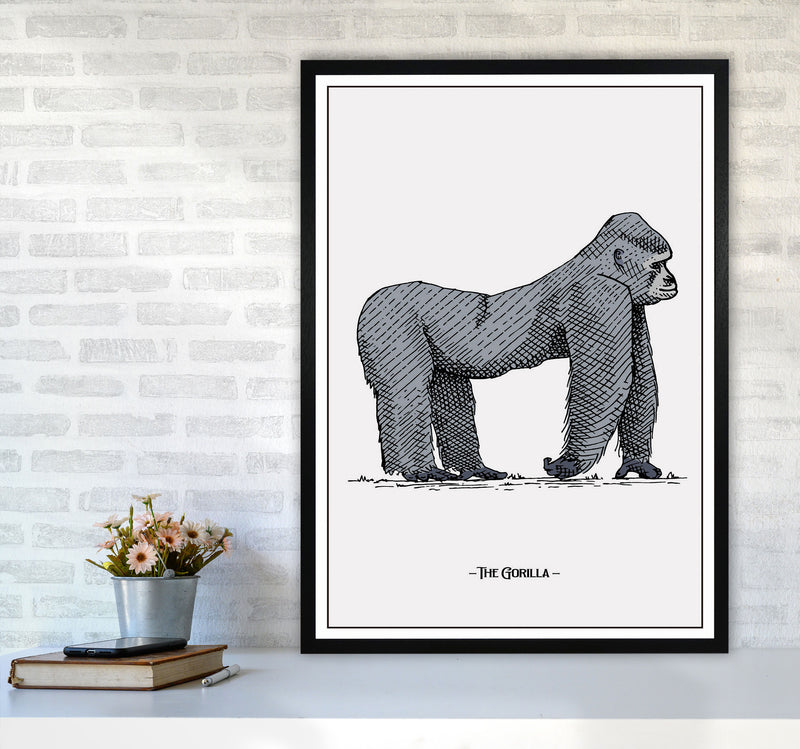 The Gorilla Art Print by Jason Stanley A1 White Frame