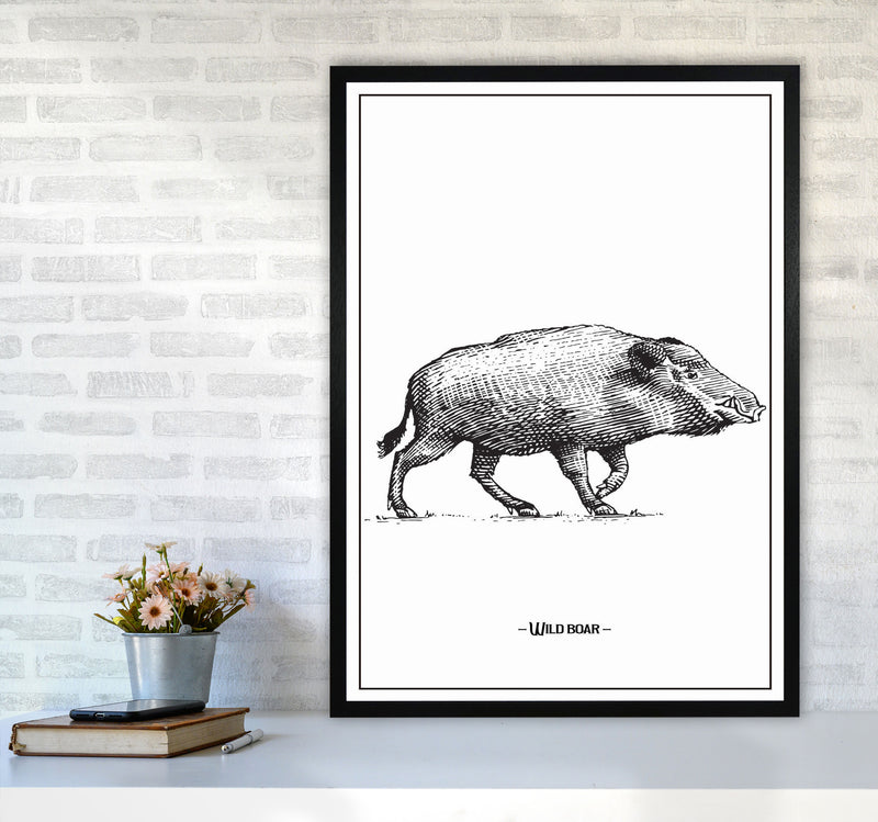 Wild Boar Art Print by Jason Stanley A1 White Frame