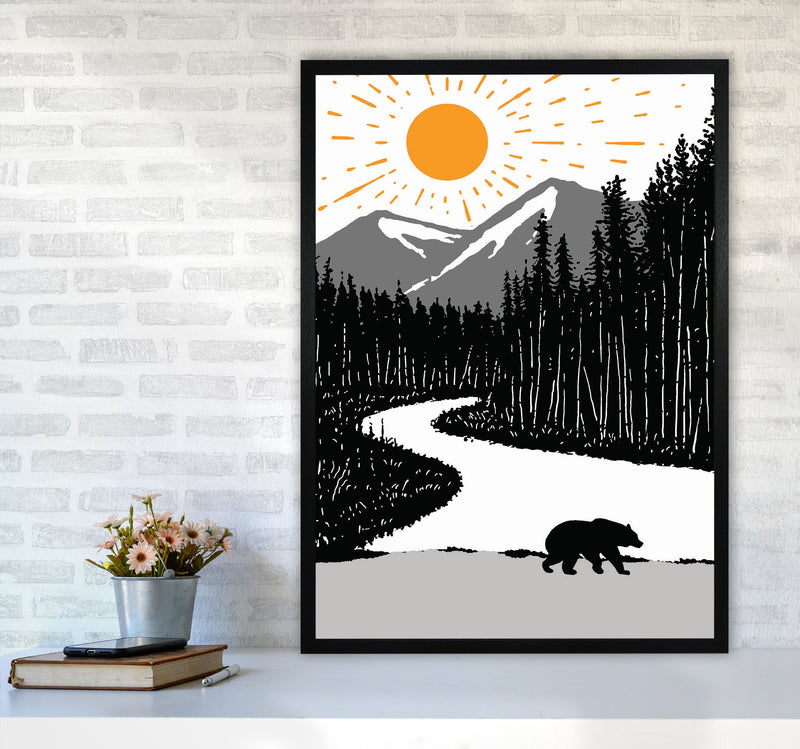 Bear By The River Art Print by Jason Stanley A1 White Frame