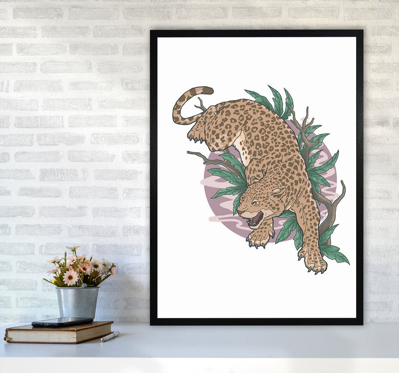 Wild Leopard Art Print by Jason Stanley A1 White Frame