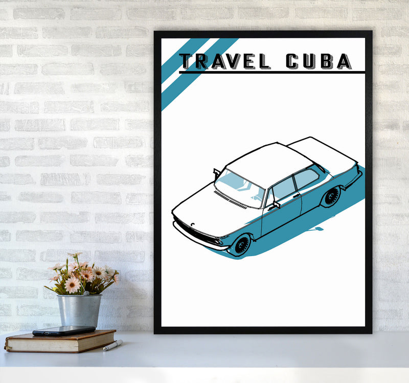 Travel Cuba Blue Car Art Print by Jason Stanley A1 White Frame