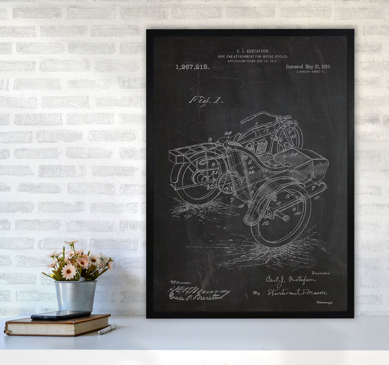 Motorcycle With Side Cart Patent Art Print by Jason Stanley A1 White Frame