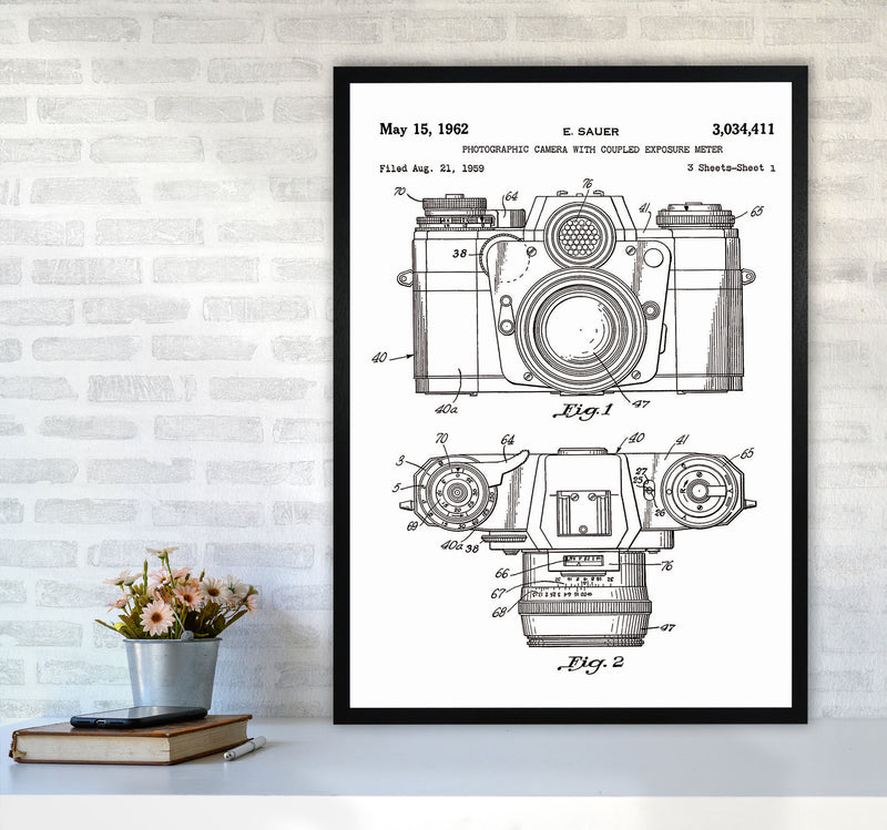 Photographic Camera Patent Art Print by Jason Stanley A1 White Frame