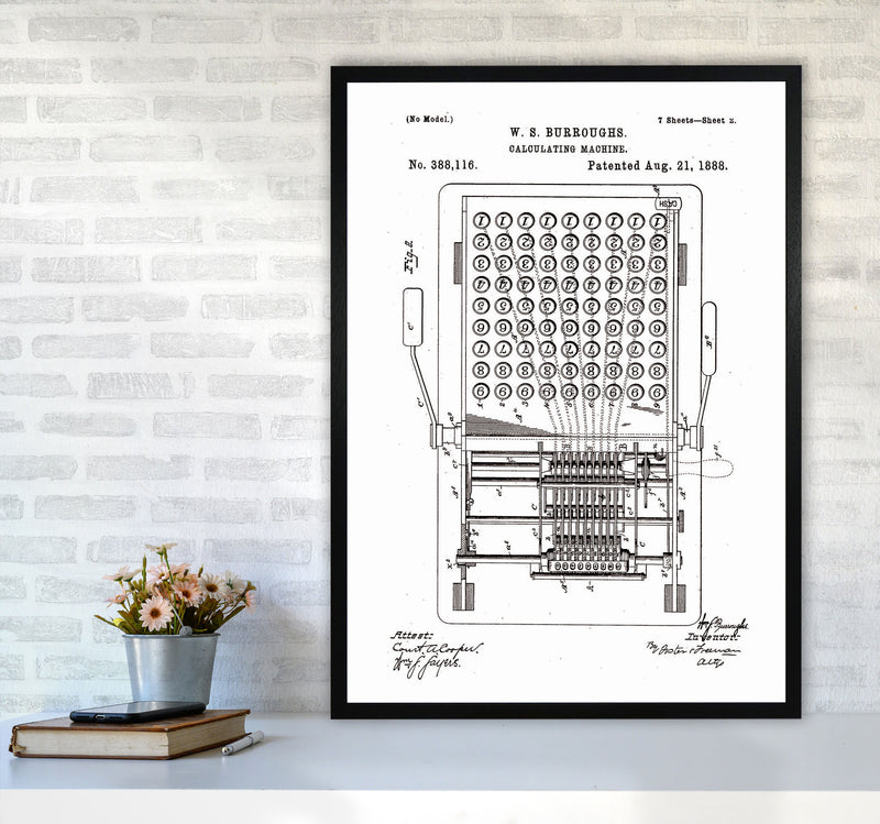 Calculating Machine Patent 2 Art Print by Jason Stanley A1 White Frame