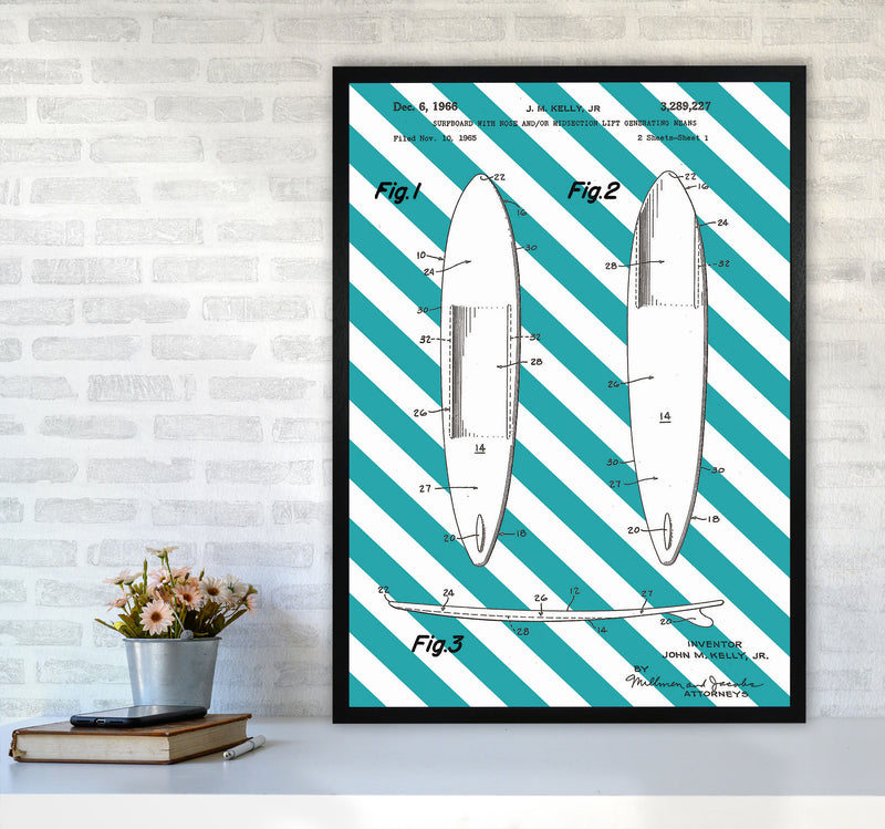 Surfboard Patent Side Stripe Art Print by Jason Stanley A1 White Frame