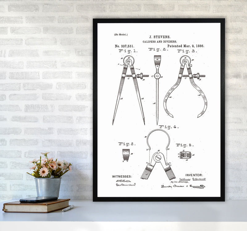 Calipers And Dividers Patent Art Print by Jason Stanley A1 White Frame