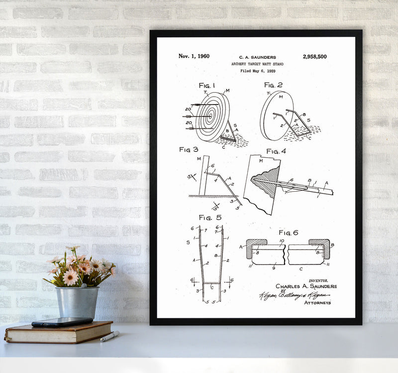 Archery Target Stand Patent Art Print by Jason Stanley A1 White Frame