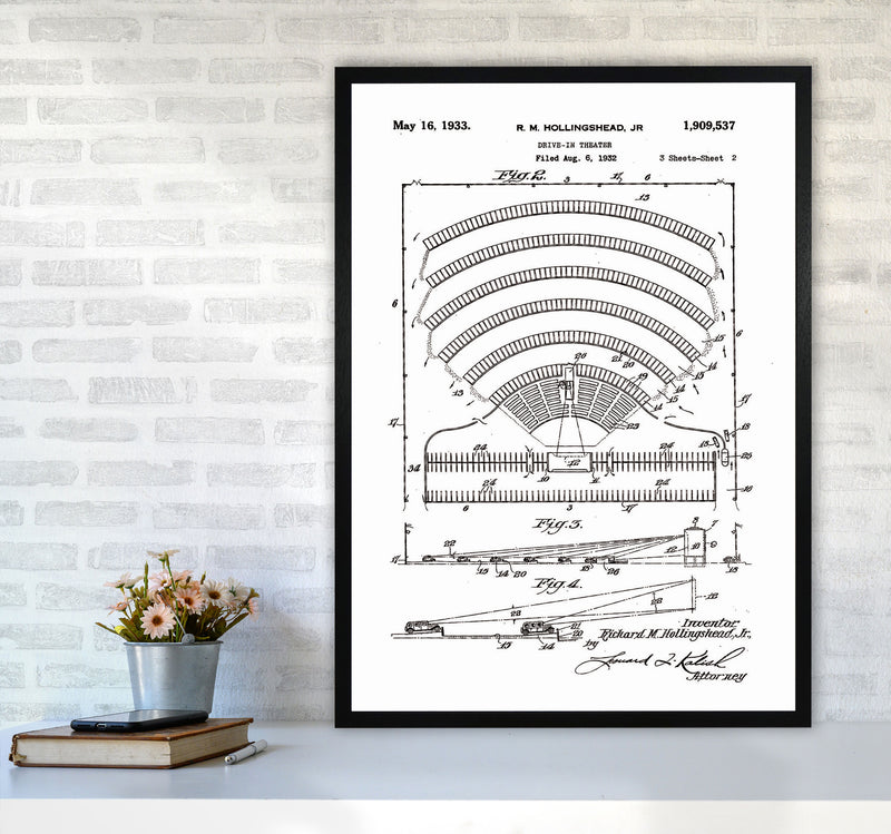 Drive In Theatre Patent Art Print by Jason Stanley A1 White Frame