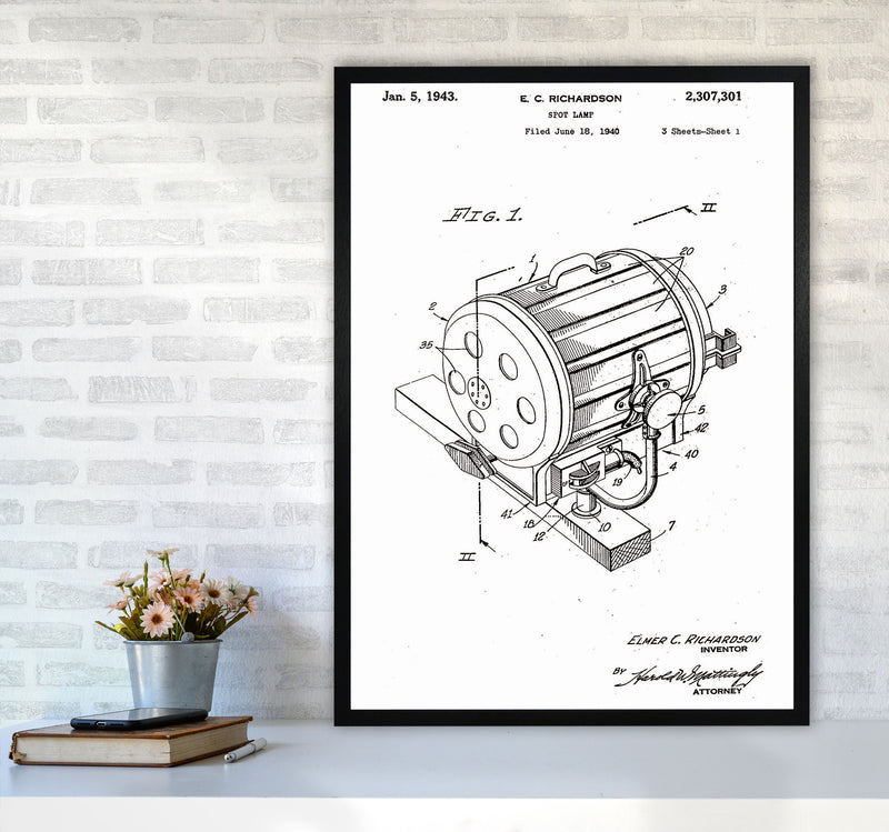 Cinema Spot Light Patent Art Print by Jason Stanley A1 White Frame