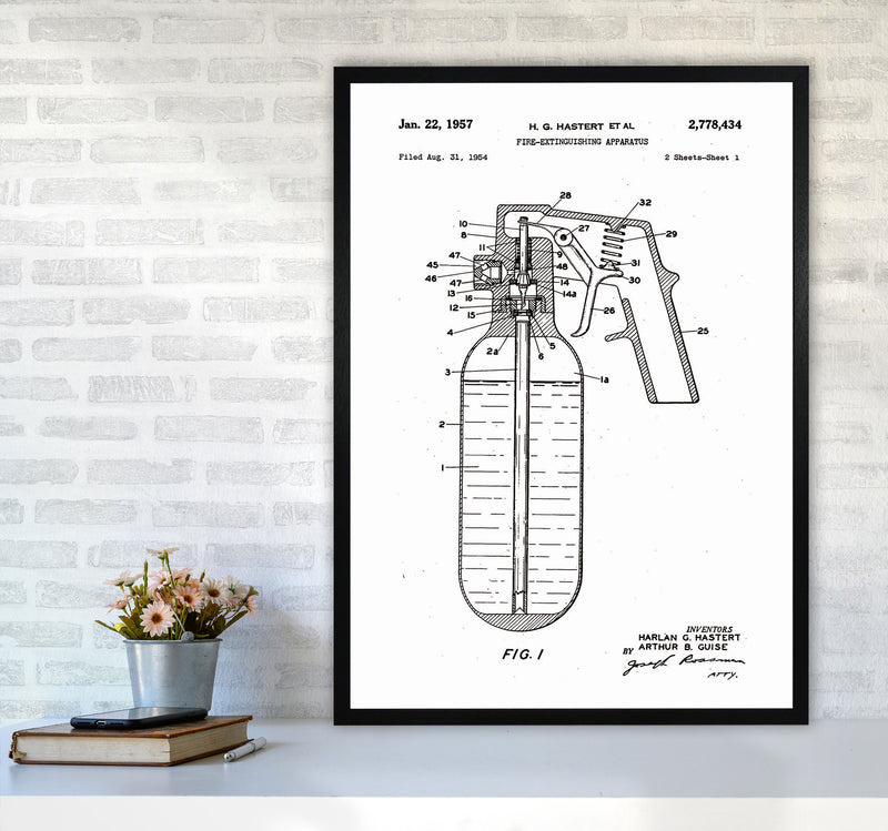 Fire Extinguisher Patent Art Print by Jason Stanley A1 White Frame
