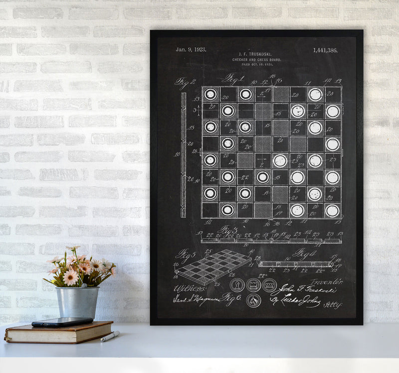 Chess And Checkers Patent Art Print by Jason Stanley A1 White Frame