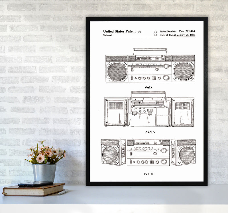 Ghetto Blaster Patent Art Print by Jason Stanley A1 White Frame