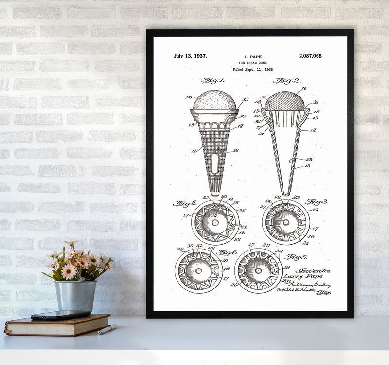 Ice Cream Cone Patent Art Print by Jason Stanley A1 White Frame