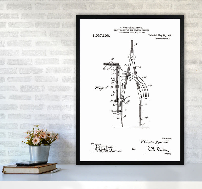 Drafting Device Patent Art Print by Jason Stanley A1 White Frame