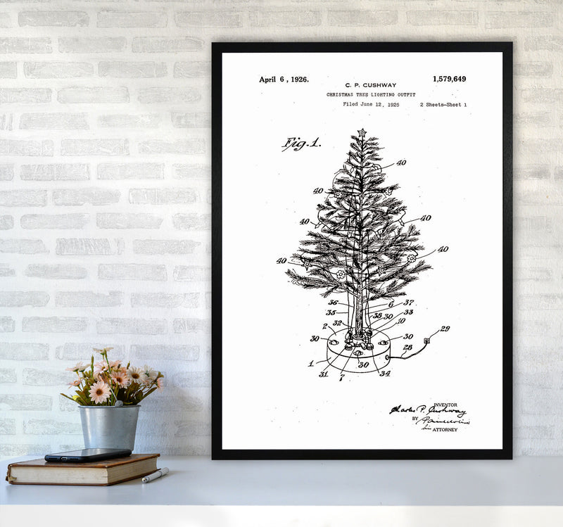 Christmas Tree Patent Art Print by Jason Stanley A1 White Frame