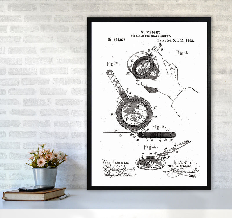 Drink Strainer Patent Art Print by Jason Stanley A1 White Frame