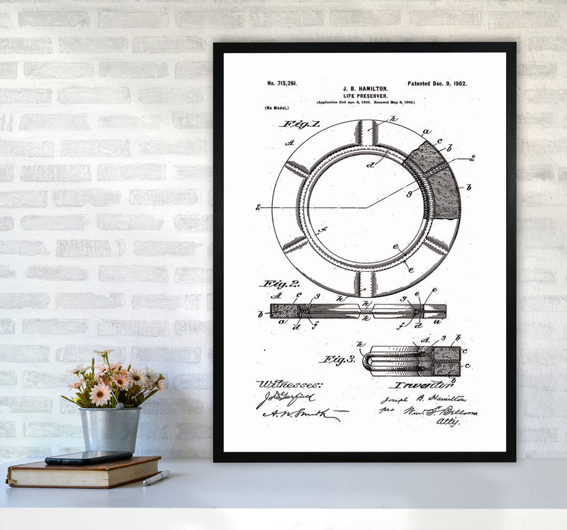 Life Preserver Patent Art Print by Jason Stanley A1 White Frame