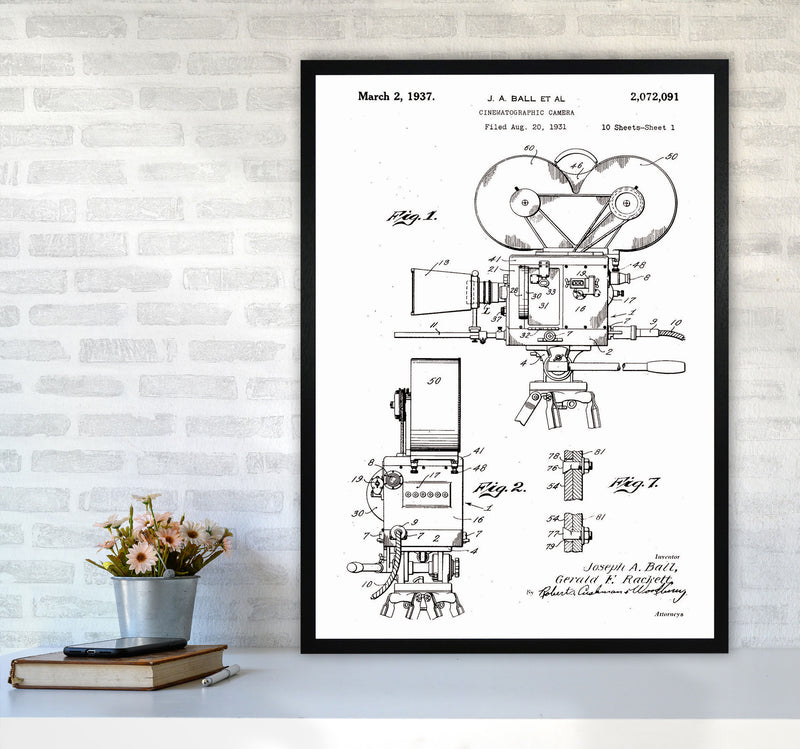 Cinema Camera Patent Art Print by Jason Stanley A1 White Frame