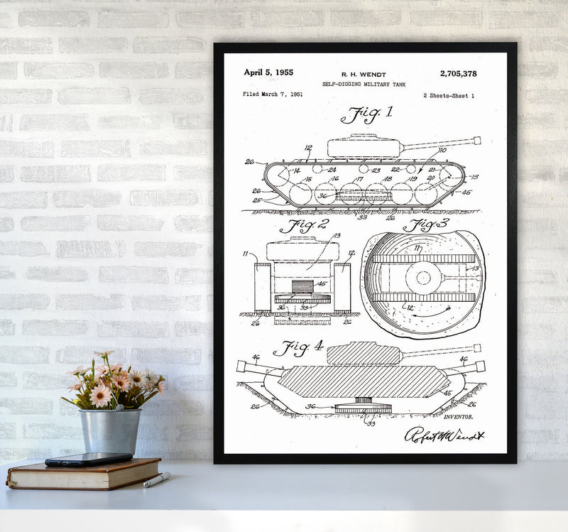 Military Tank Patent Art Print by Jason Stanley A1 White Frame