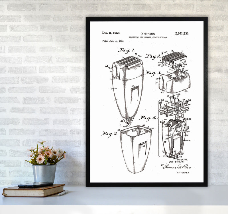 Electric Razor Patent Art Print by Jason Stanley A1 White Frame