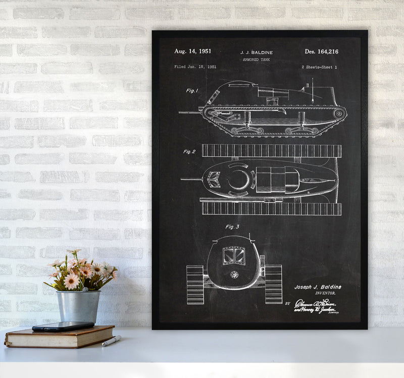 Armored Tank Patent Art Print by Jason Stanley A1 White Frame