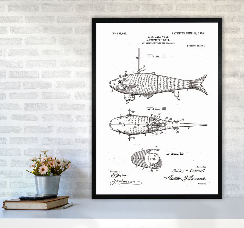 Fishing Lure Patent Art Print by Jason Stanley A1 White Frame