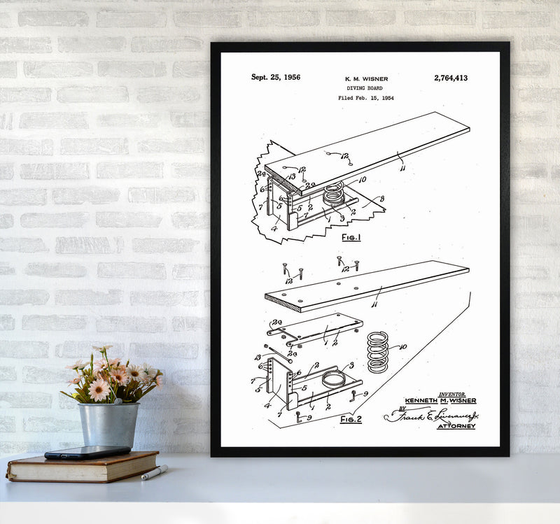 Diving Board Patent Art Print by Jason Stanley A1 White Frame