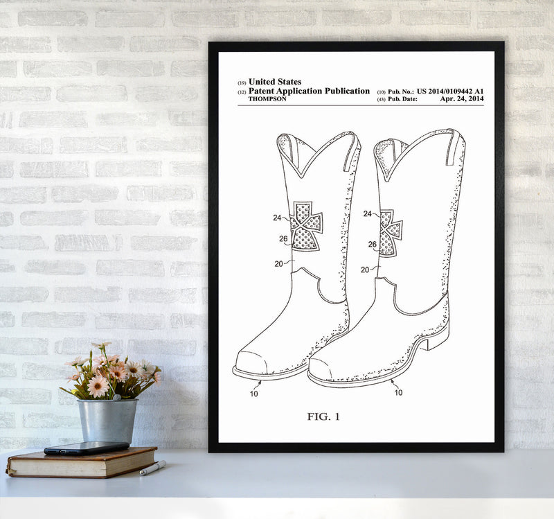 Cowboy Boots Patent Art Print by Jason Stanley A1 White Frame