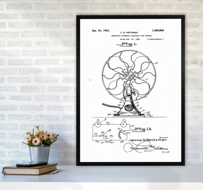 Electric Fan Patent Art Print by Jason Stanley A1 White Frame