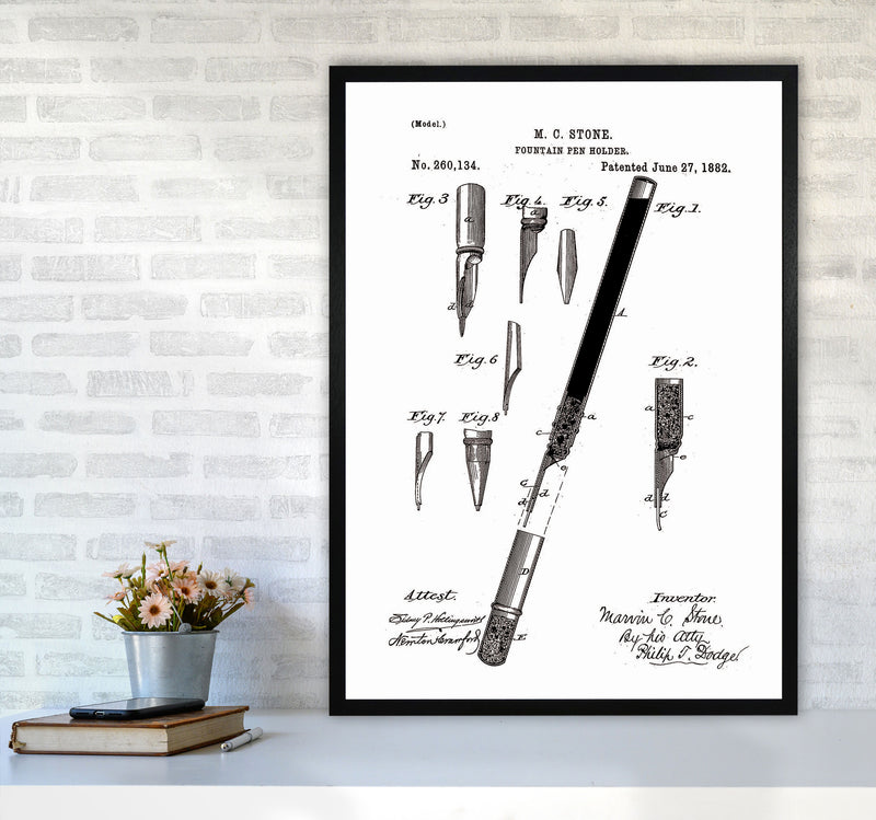 Fountain Pen Patent Art Print by Jason Stanley A1 White Frame